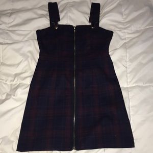 Small Royal Purple/Maroon Plaid frontzip minidress